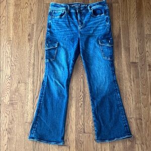 American Eagle Outfitters Kick Boot Jeans in Deep Blue